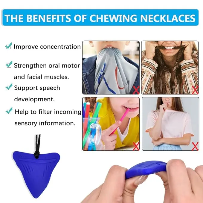 Tooth Sensory Chew Necklace - 3 Pack, BPA-Free Silicone for Kids with Oral Motor Needs