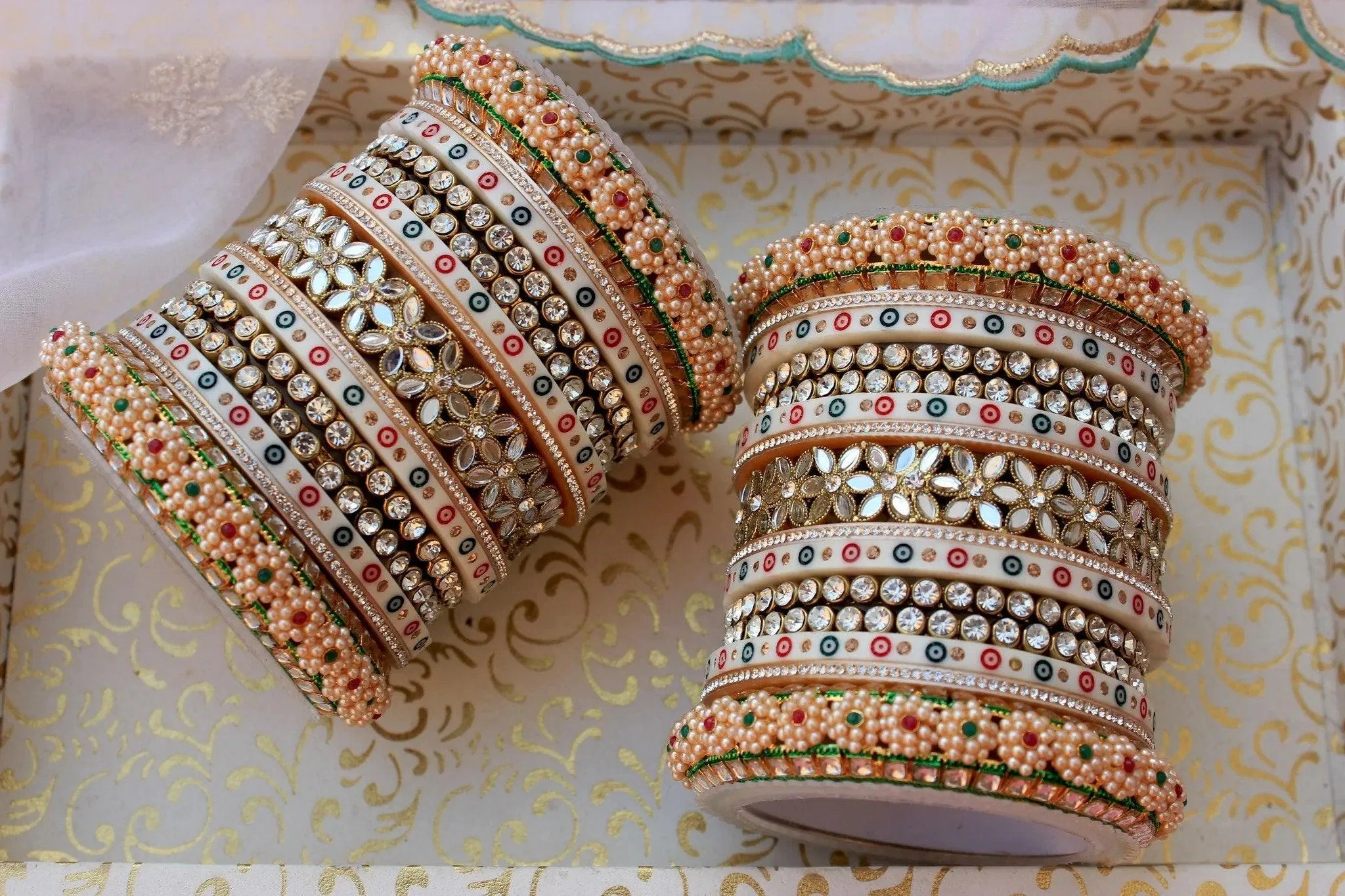 Traditional Flower Mirror Bridal Chura, Punjabi Chuda Wedding Bangles, Punjabi Choora, Pakistani Choora, Punjabi Chooda, Bridal jewelry