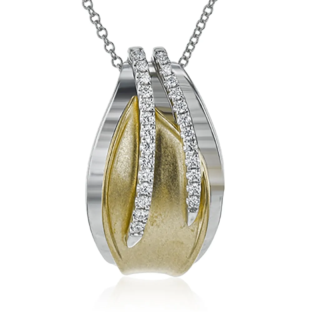 Two-Tone Gold Domed Pendant with Diamonds