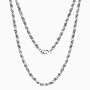 Urban Chic Pure Color Twist Rope Sterling Silver 1.2MM Chain Necklace