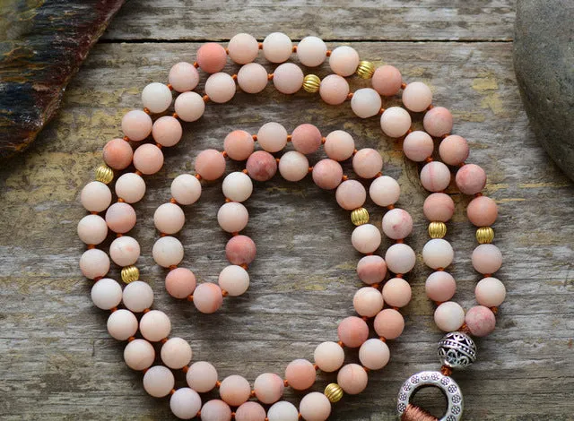 Vintage Necklace 8MM Frosted Natural Stones Soft