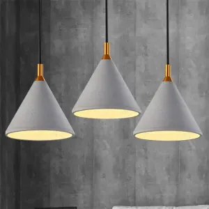 Vintage Style Gray Conical Ceiling Pendant: 1-Light Cement Fixture for Coffee Shops