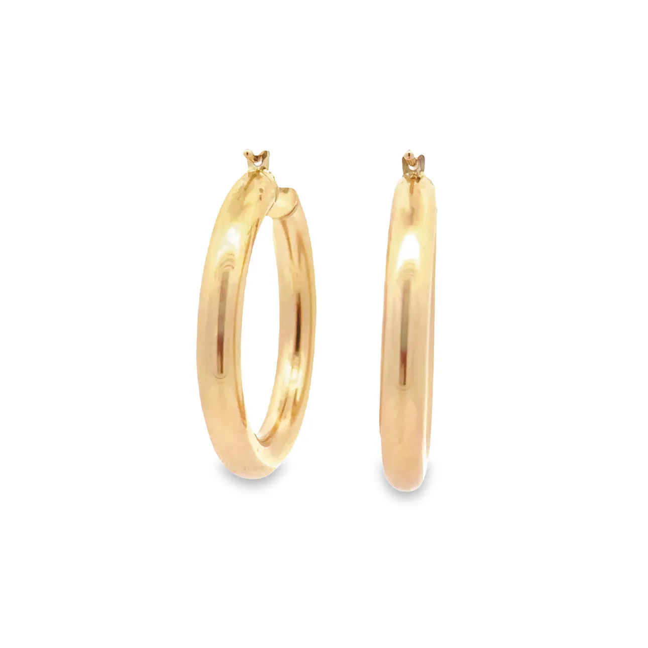 WD1154 14KT GOLD POLISHED TUBE HOOP 1.34"