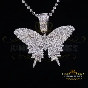 White 925 Sterling Silver Butterfly Shape Pendant with 3.36ct Cubic Zirconia