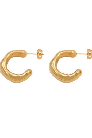 White C Shaped Curve Earrings