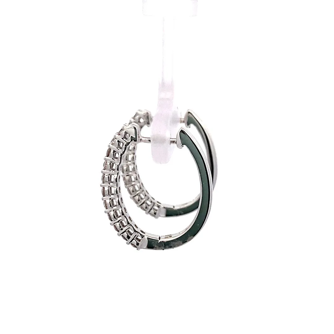 White Gold 1/2 CTW Diamond Hoop Earrings