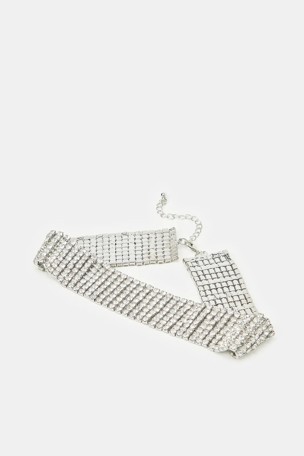 Women Silver Rhinestone Choker