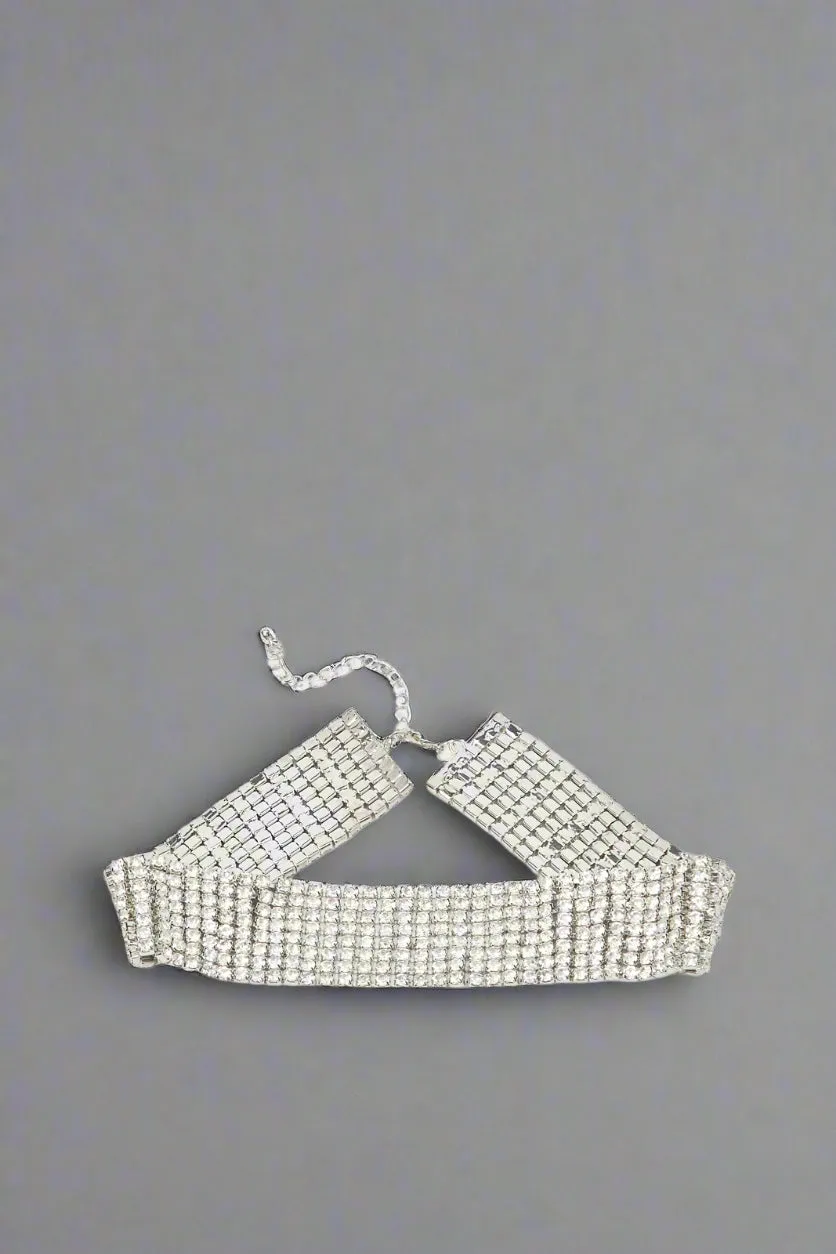 Women Silver Rhinestone Choker