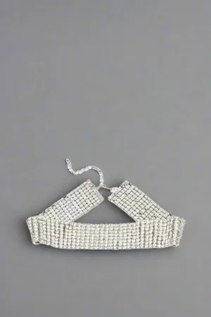 Women Silver Rhinestone Choker