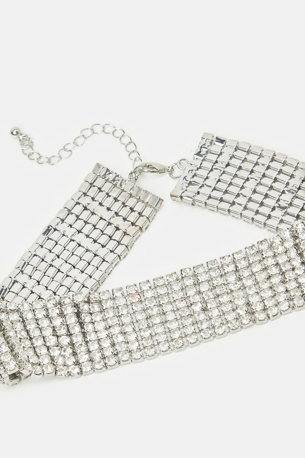 Women Silver Rhinestone Choker