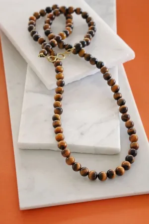 Xander Kostroma - Men's Long Length Tiger's Eye Necklace - Ideal for Daily Wear - Enhances Protection and Mental Clarity - Handcrafted Unique Jewelry - 72cm Length - Perfect Gift for Good Luck and Style