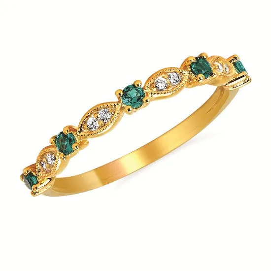 Yellow Gold Diamond and Emerald Fashion Ring