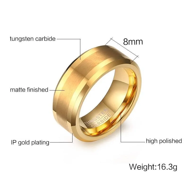 Yellow Gold Men's Tungsten Carbide Luxury Wedding Band