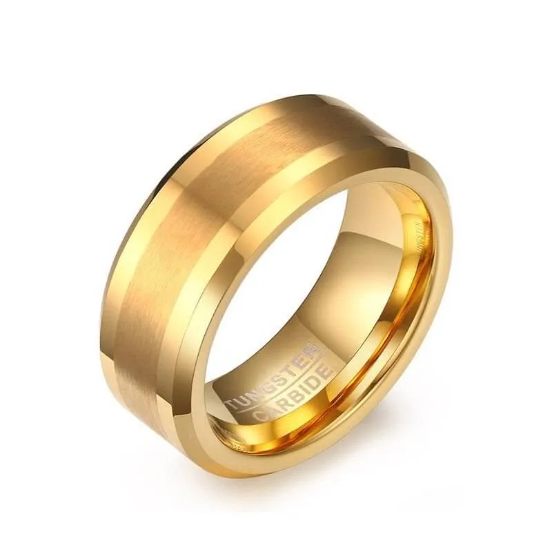 Yellow Gold Men's Tungsten Carbide Luxury Wedding Band