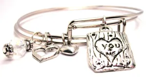 You And Me Carved In A Tree Expandable Bangle Bracelet Set